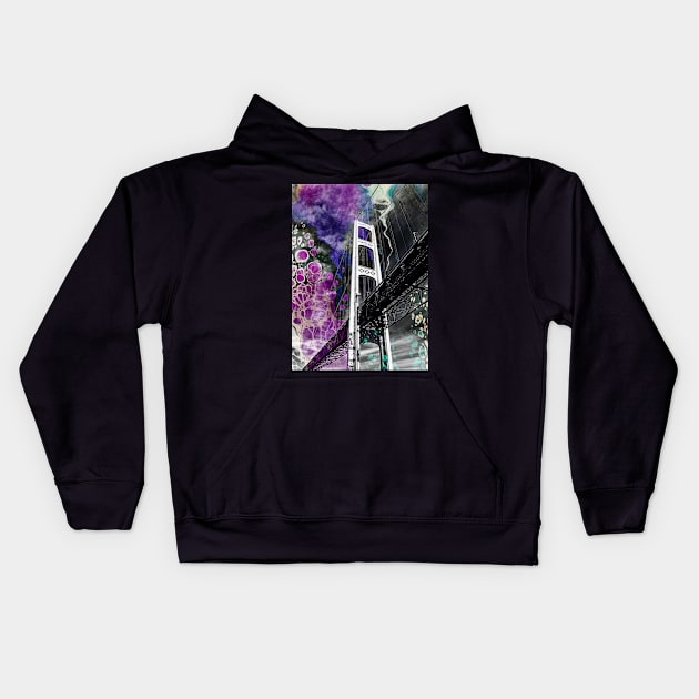 "The Mighty Mac #2" - Michigan Fluid Art Series Kids Hoodie by Colette22